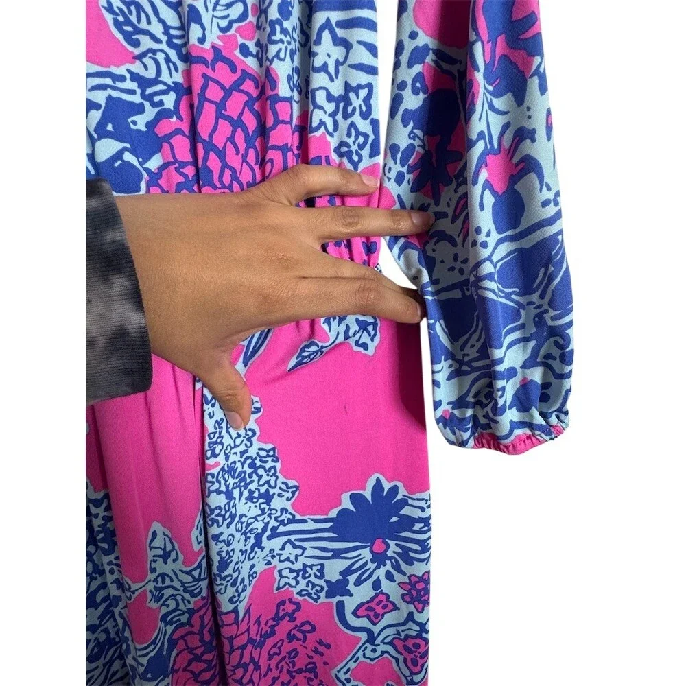 Lilly Pulitzer Ashlynn Maxi Dress Womens Size S Pink Blue Tropical - Picture 6 of 10